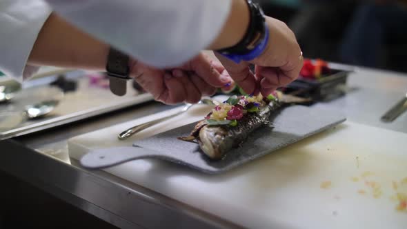 the Final Steps of the Chef in the Preparation of Dishes