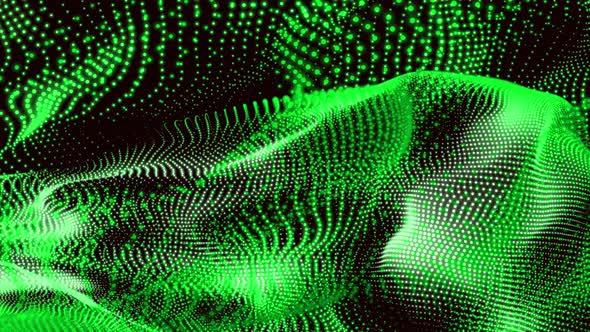 Abstract green colorful particle tech swirly line animation 4k background