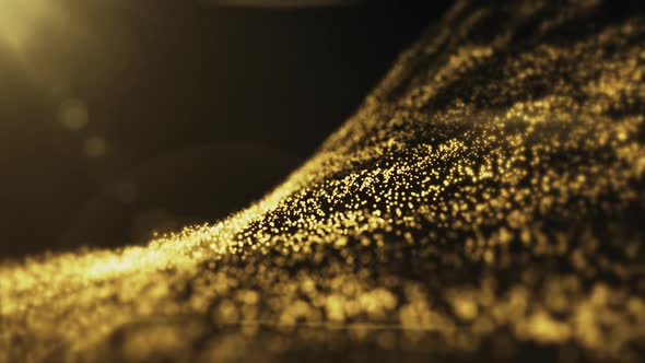 Golden Particles Light Wave Motion Background