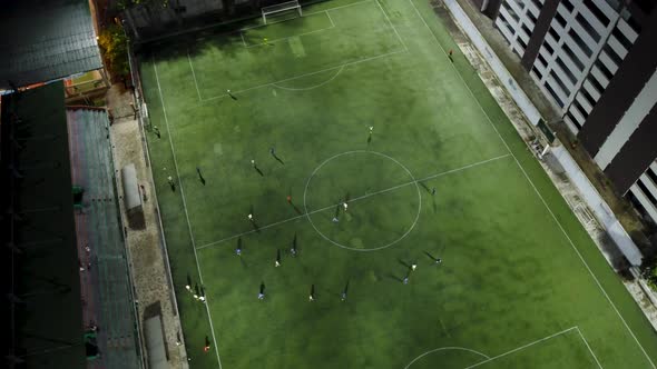 Players from the same team face each other in a friendly soccer practice match