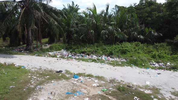 Rubbish illegal dump at roadside