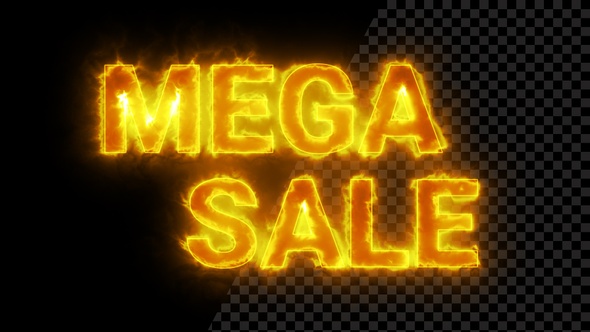 Burning Mega Sale Text Overlay With Fire Flame