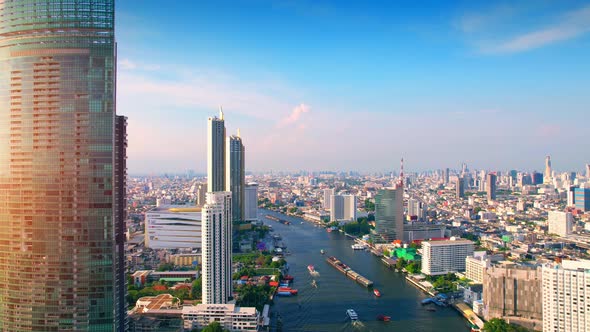 4K UHD : Bangkok thailand aerial city view drone footage over the city