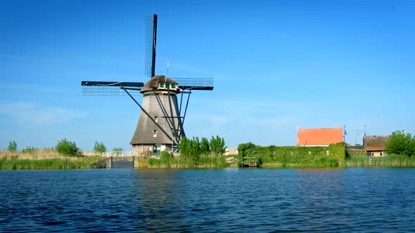 Windmills at Kinderdijk in Holland. Netherlands