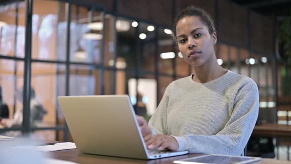 No, Rejecting African Woman Waving Finger at Work