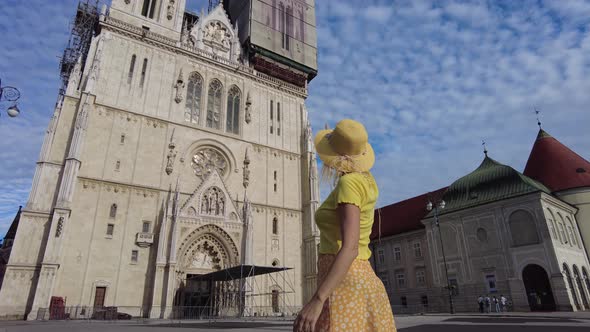 Woman at Zagreb Cathedral of Croatia