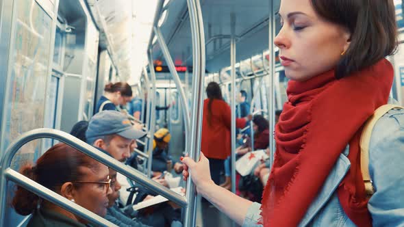 Young girl in the subway