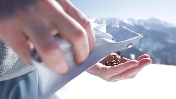 Pack of Coffee Beans Outdoor Winter Mountain