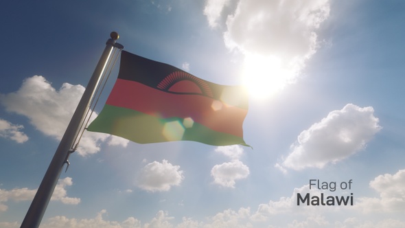 Malawi Flag on a Flagpole V2