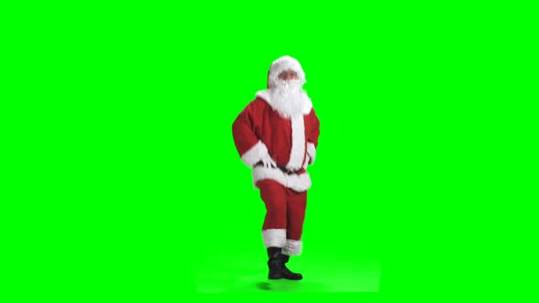 Merry Christmas. Dancing Santa Claus In Full Growth In Red Suit