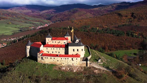 Aerial view of Krasna Horka castle in Slovakia