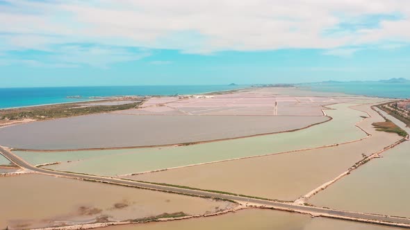 Multicolored Salt Lakes with Coastal Salt Marshes