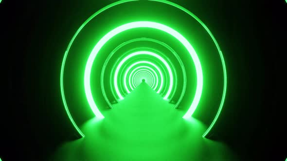 Neon Green Round Circle Tunnel Background Vj Loop 4K