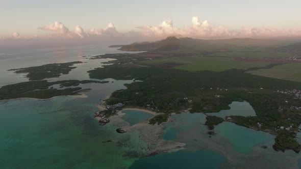 Aerial View of Coast Line of Mauritius Island