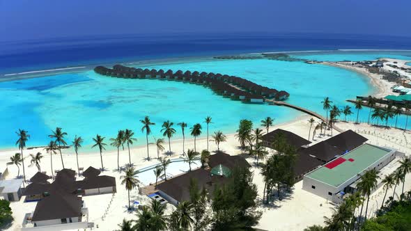 Aerial view of a new and unfinished Maldivian island in south male atoll