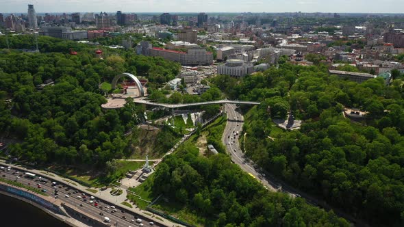 View of the Dnieper Embankment Aerial Shot