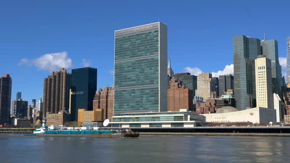 United Nations Building  Blue Sky Background