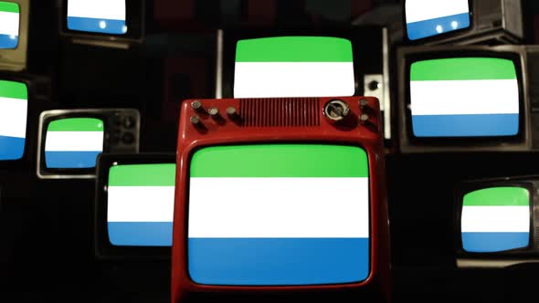 Flag of Sierra Leone and Retro TVs.