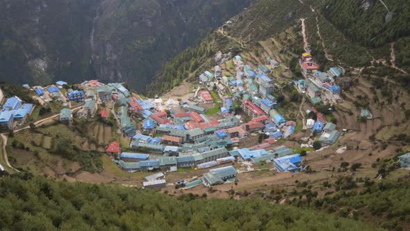 Namche Bazaar From Above. Himalaya, Nepal