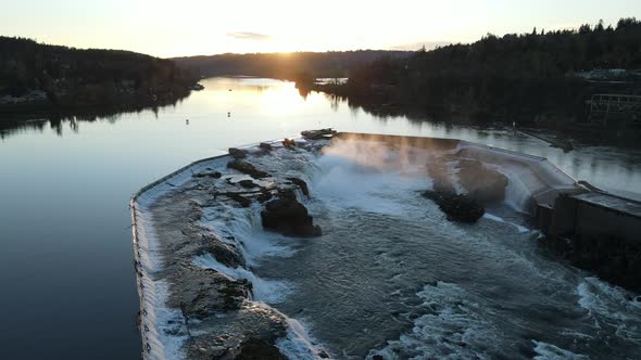 Flying Over Willamette Falls in Oregon City