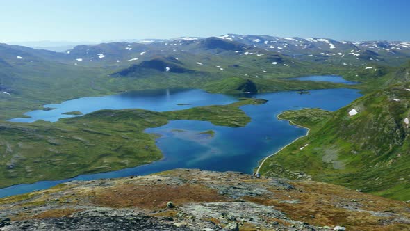 Panorama of Jotunheimen National Park in Norway, Synshorn Mountain