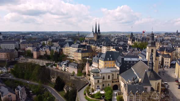 Aerial View Over the City of Luxemburg with Its Beautiful Old Town District