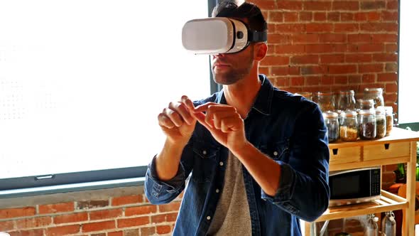 Man using virtual glasses