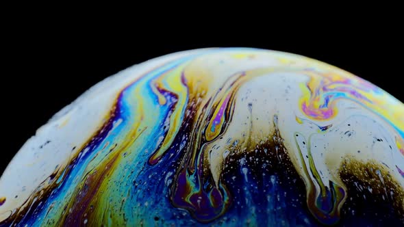 Virtual Reality Space with Abstract Multicolor Psychedelic Planet. Closeup Soap Bubble Like an Alien