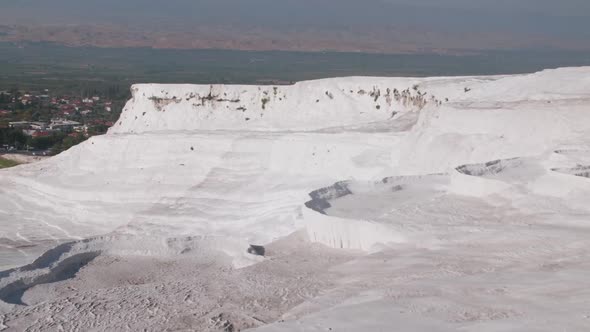 A view on white terraces of Pamukkale in Turkey