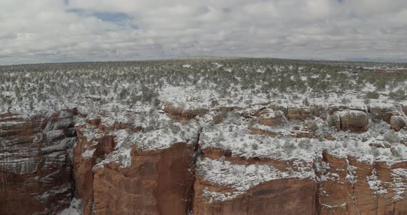 Sandstone canyon covered in snow