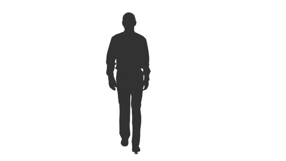 Black and White Silhouette of Walking Young Man alt