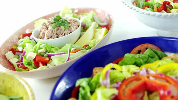 Variation of salads in bowl