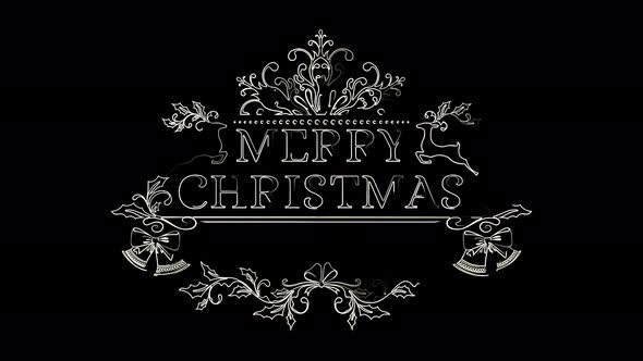 Christmas signboard animation motion neon lines. 4K beautiful text Merry Christmas on the eve