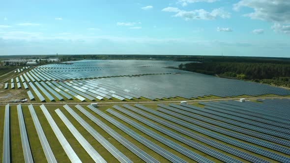 Top View of a Solar Power Station Renewable Energy Solar Panels