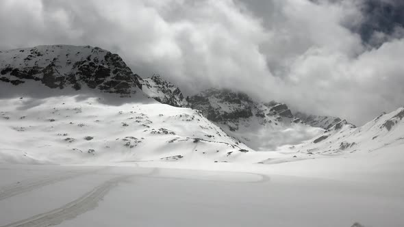 High Altitude Snowy Mountain Ridge in Terrestrial Winter Climate