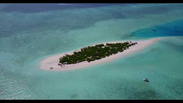 Aerial drone view abstract of exotic shore beach journey by aqua blue sea with white sandy backgroun