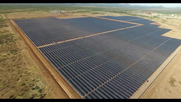 Solar panel . aerial view. A solar power plant located in a valley.