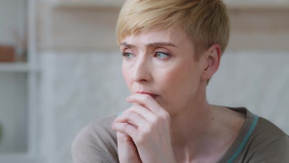 Headshot Closeup Sad Young Woman Having Psychological Problem Feeling Anxiety Depression