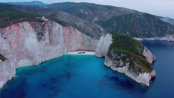 Shipwreck On Isolated Beach Aerial