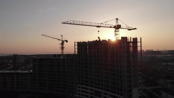 Construction Site At Sunset