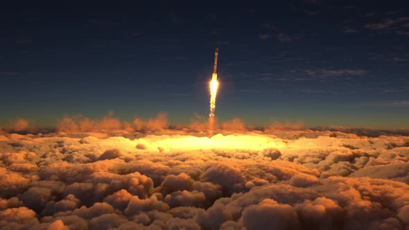 Rocket Flies Through the Clouds 4k alt