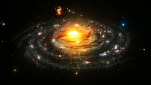 Representation of the Milky Way with globular clusters. Spiral Galaxy. Loopable.