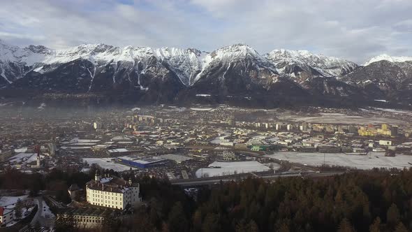 Aerial view of Karwendel Alps and Innsbruck