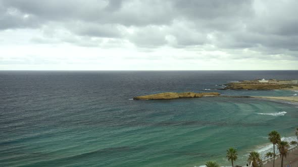 View of the Port Marina in Monastir, Tunis. Waves Arrive To the Shore. Storm on the Mediterranean