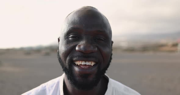 Close up of african man smiling in camera