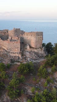 Vertical Video Alanya Castle  Alanya Kalesi Aerial View