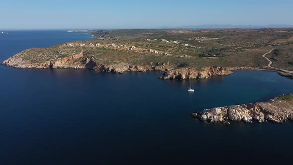 Aerial view of a lagoon.