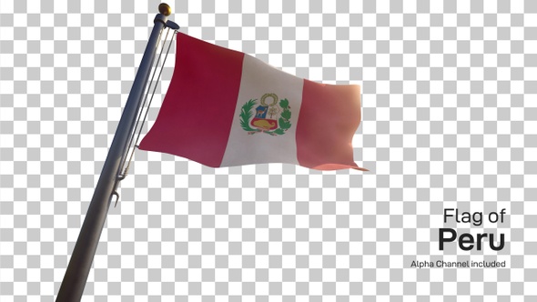 Peru Flag on a Flagpole with Alpha-Channel
