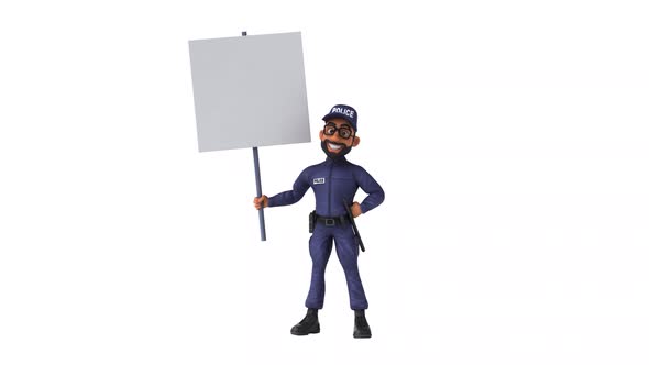 Fun 3D cartoon indian police officer with alpha