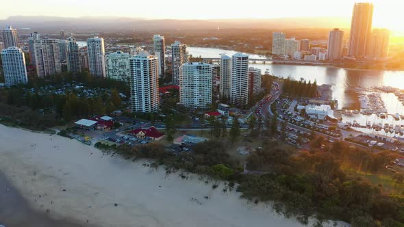 Sunset Southport and Gold Coast Broadwater, Colouful, peacful, Queensland Australia